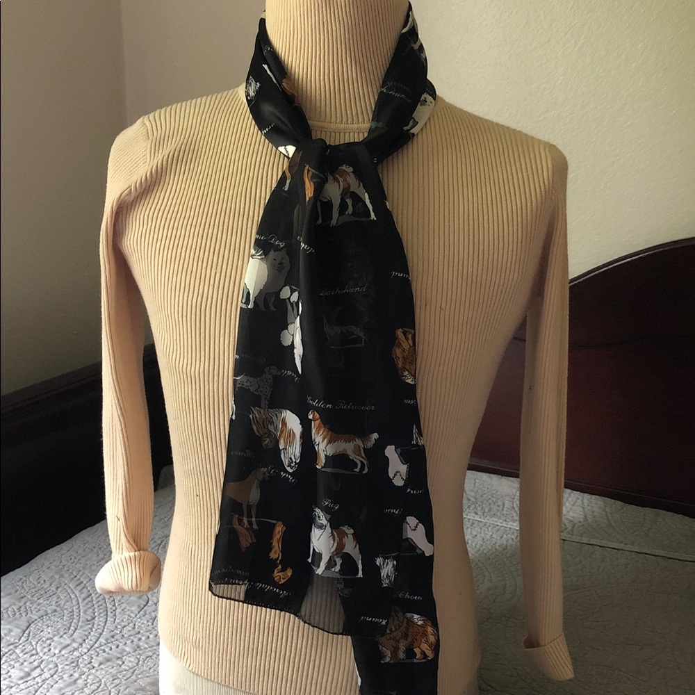 Silky Chiffon Dog Print Scarf